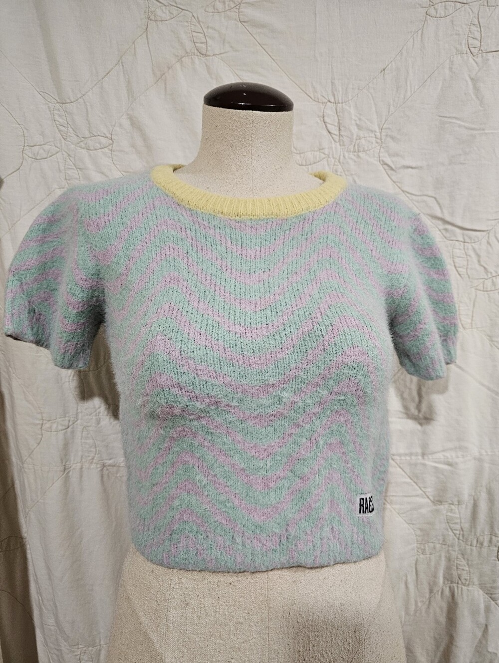 Ragged Priest Fuzzy Wave Pattern Crop Top